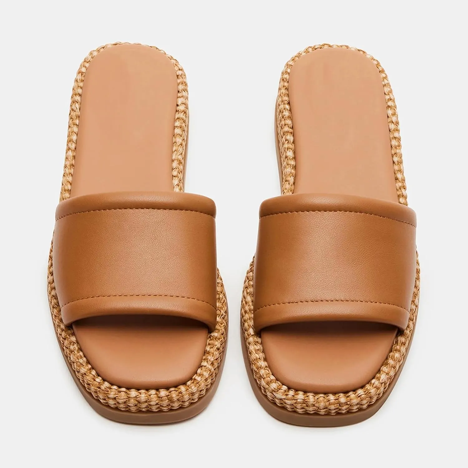 Raffia Platform Sandals for Women Raffia Espadrilles Slides Comfortable Open Toe Slip On Summer Beach Slides Sandals