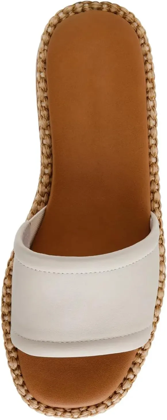 Raffia Platform Sandals for Women Raffia Espadrilles Slides Comfortable Open Toe Slip On Summer Beach Slides Sandals