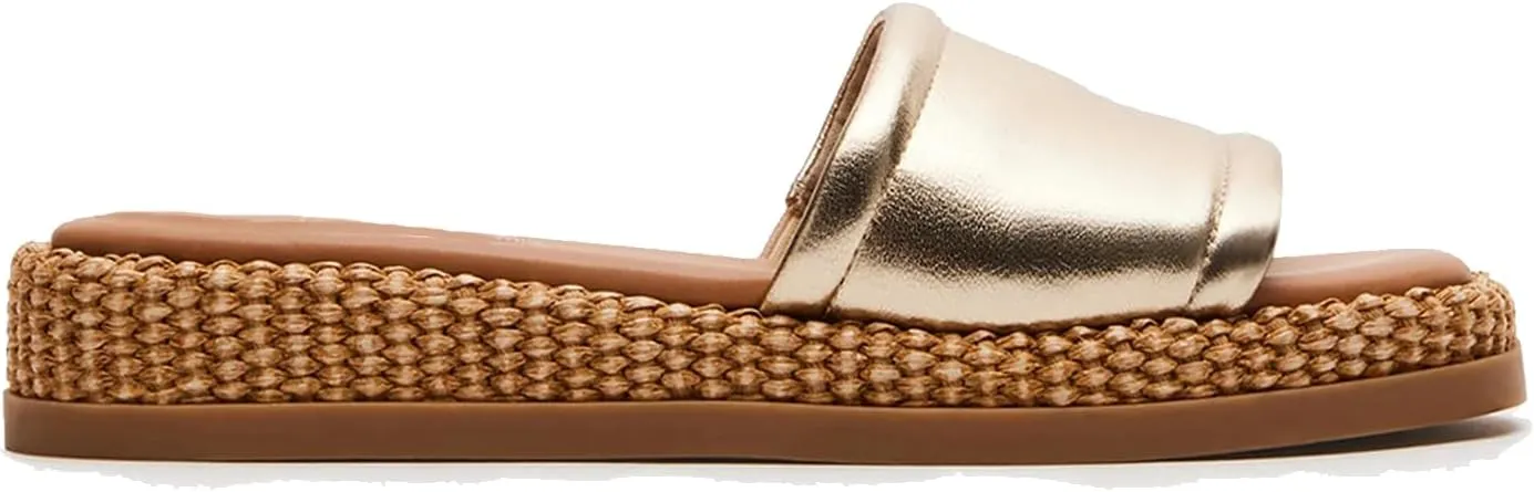 Raffia Platform Sandals for Women Raffia Espadrilles Slides Comfortable Open Toe Slip On Summer Beach Slides Sandals