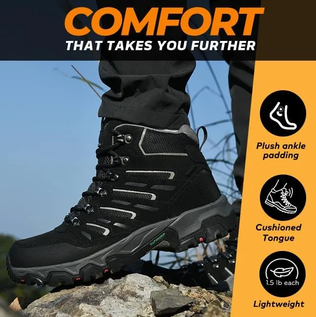 ROCKMARK Men's Waterproof Hiking Boots Lightweight Anti-Slip Mid Ankle Trekking Shoes for Outdoor Backpacking, Mountaineering & Rugged Terrain‌