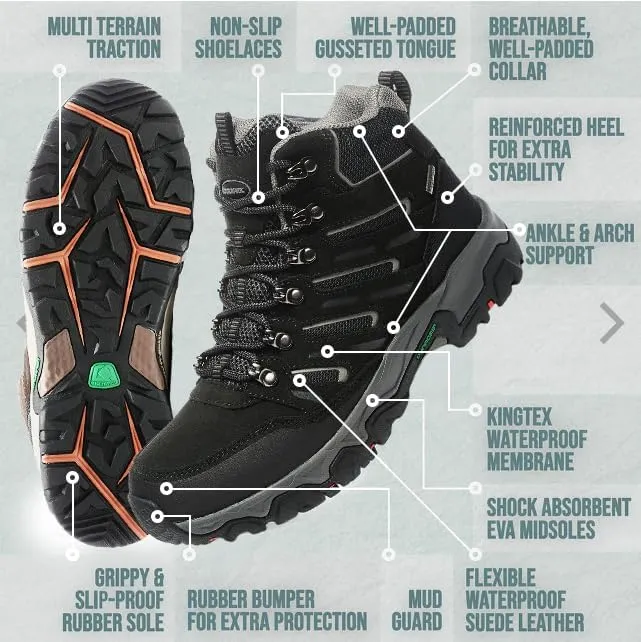 ROCKMARK Men's Waterproof Hiking Boots Lightweight Anti-Slip Mid Ankle Trekking Shoes for Outdoor Backpacking, Mountaineering & Rugged Terrain‌
