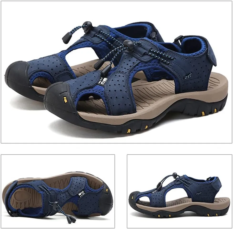 Rojeam Mens Casual Walking Sandals Closed Toe Beach Shoes Sports Outdoor Sandals Summer Sandals for Hiking Trekking