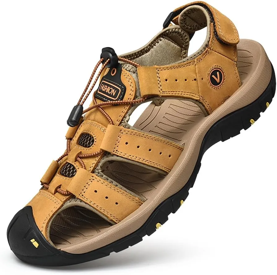 Rojeam Mens Casual Walking Sandals Closed Toe Beach Shoes Sports Outdoor Sandals Summer Sandals for Hiking Trekking