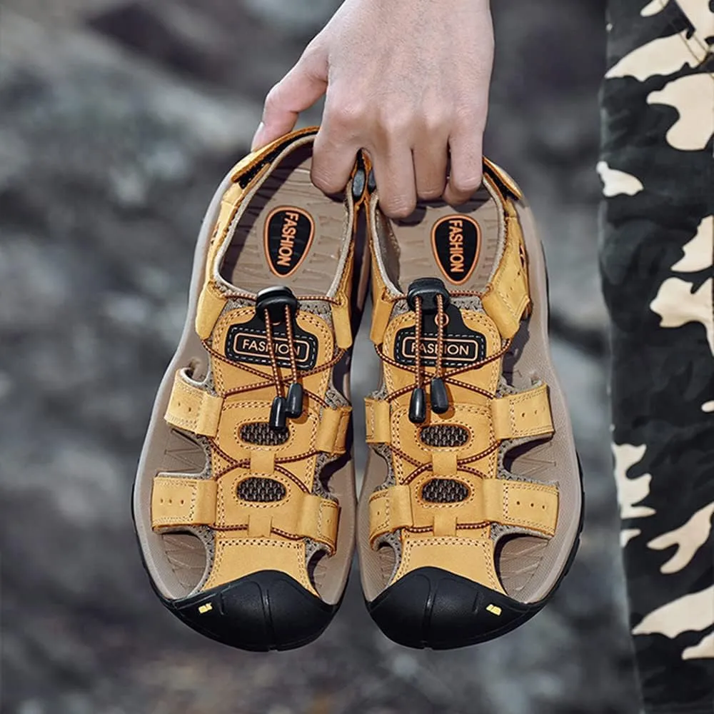 Rojeam Mens Casual Walking Sandals Closed Toe Beach Shoes Sports Outdoor Sandals Summer Sandals for Hiking Trekking