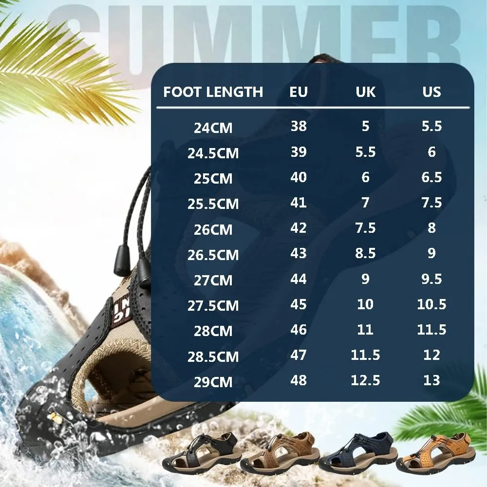 Rojeam Mens Casual Walking Sandals Closed Toe Beach Shoes Sports Outdoor Sandals Summer Sandals for Hiking Trekking