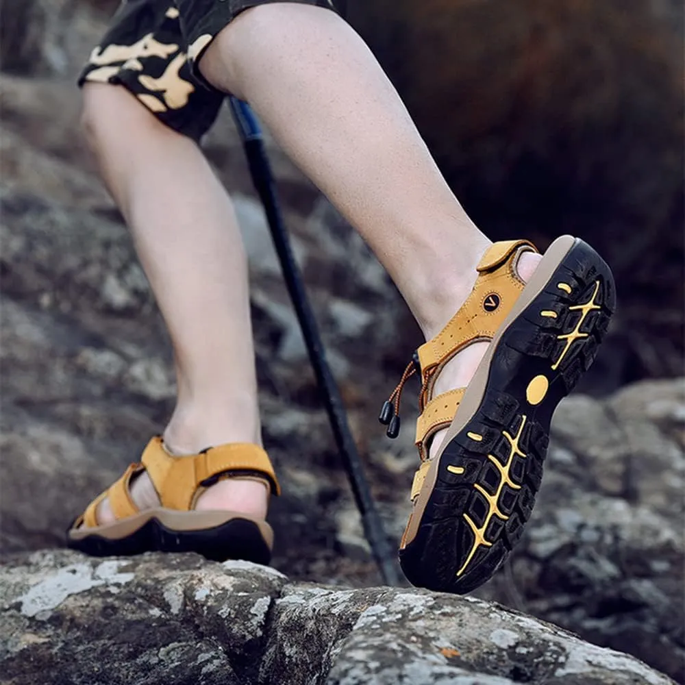 Rojeam Mens Casual Walking Sandals Closed Toe Beach Shoes Sports Outdoor Sandals Summer Sandals for Hiking Trekking