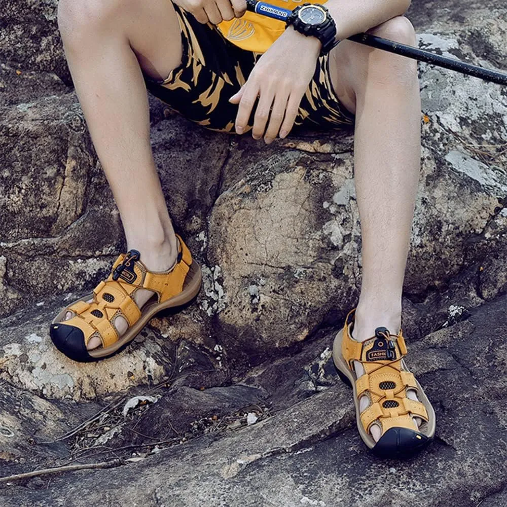 Rojeam Mens Casual Walking Sandals Closed Toe Beach Shoes Sports Outdoor Sandals Summer Sandals for Hiking Trekking