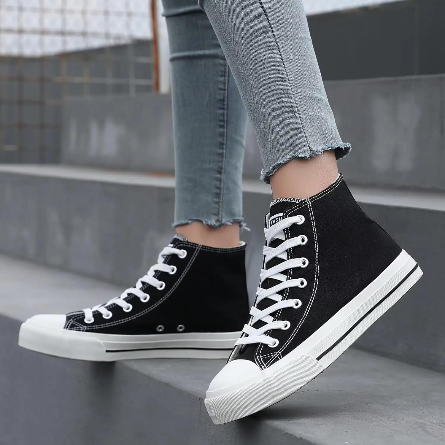 Rorbte Womens High Top Sneakers for Women Classic Lace Up Cotton Canvas Shoes Womens Casual Canvas Walking Shoes
