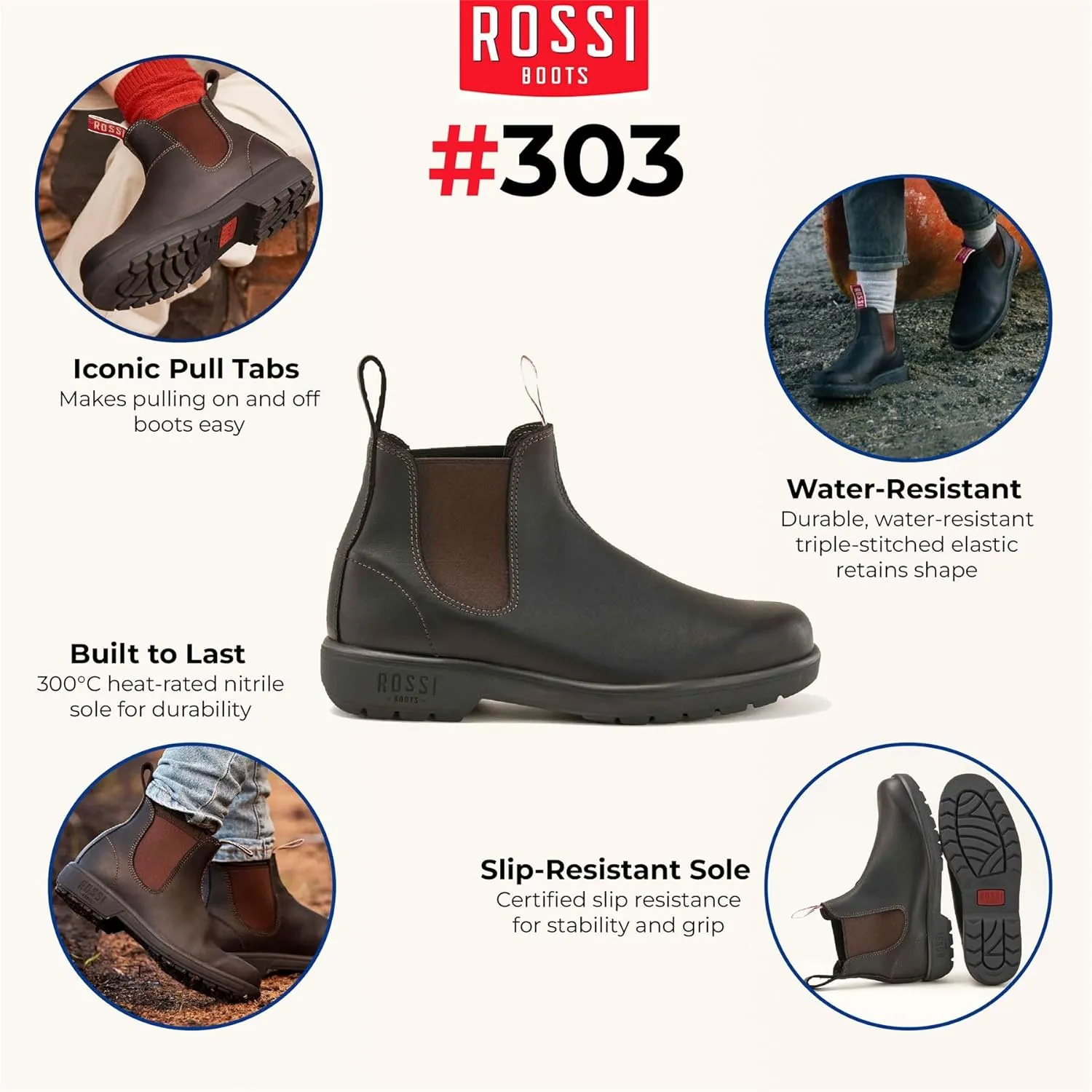 Rossi Endura 303 Leather Chelsea Australian Unisex Durable Work Ankle Boots