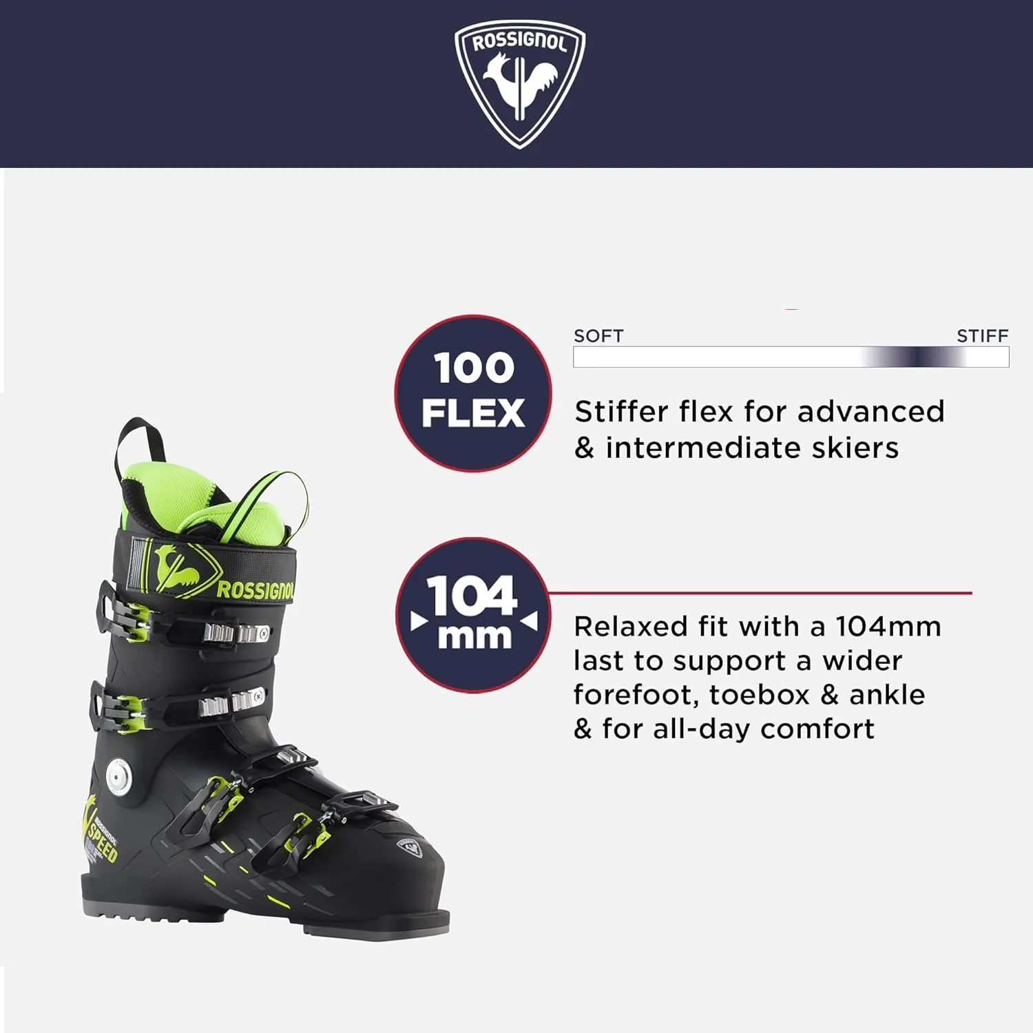 ROSSIGNOL Men's Speed 100 HV  Durable Lightweight Warm All-Mountain On Piste Snow Ski Boots