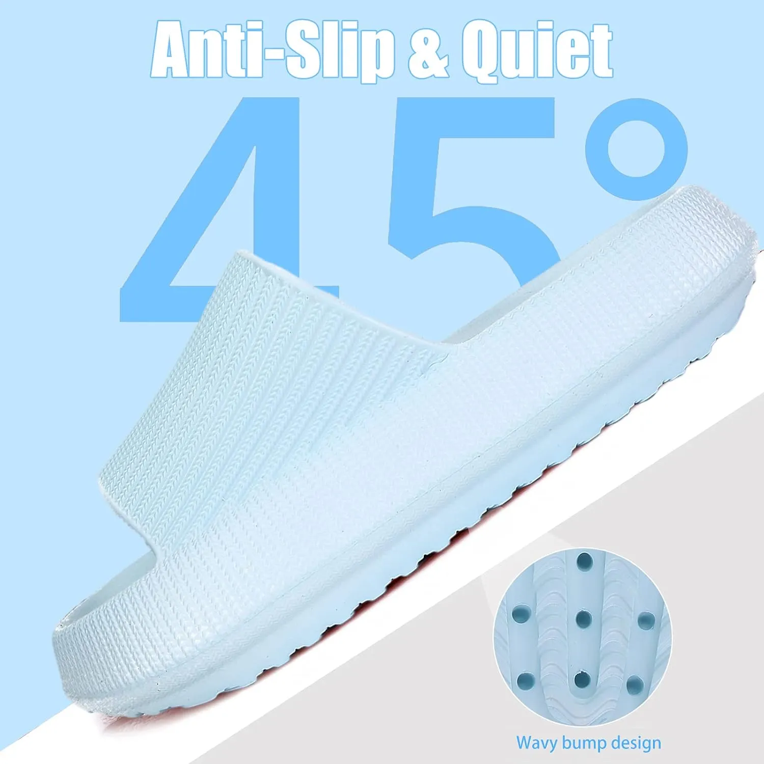 rosyclo Cloud Slippers for Women and Men, Pillow House Slippers Shower Shoes Indoor Slides Bathroom Sandals, Ultimate Comfort, Lightweight, Thick Sole, Non-Slip, Easy to Clean