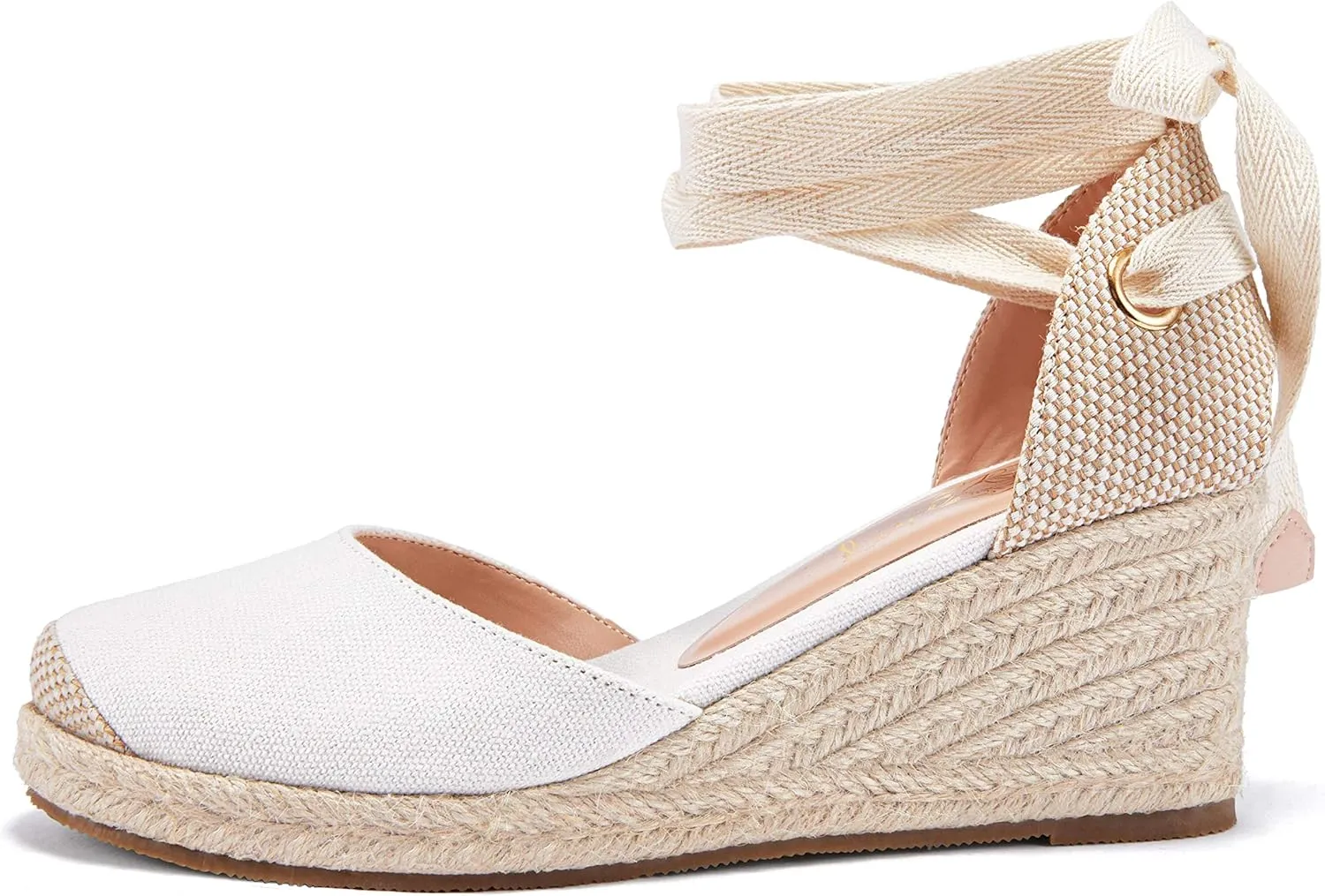 Ruanyu Womens Platform Espadrille Sandals Lace Up Closed Toe Summer Wedge Sandals