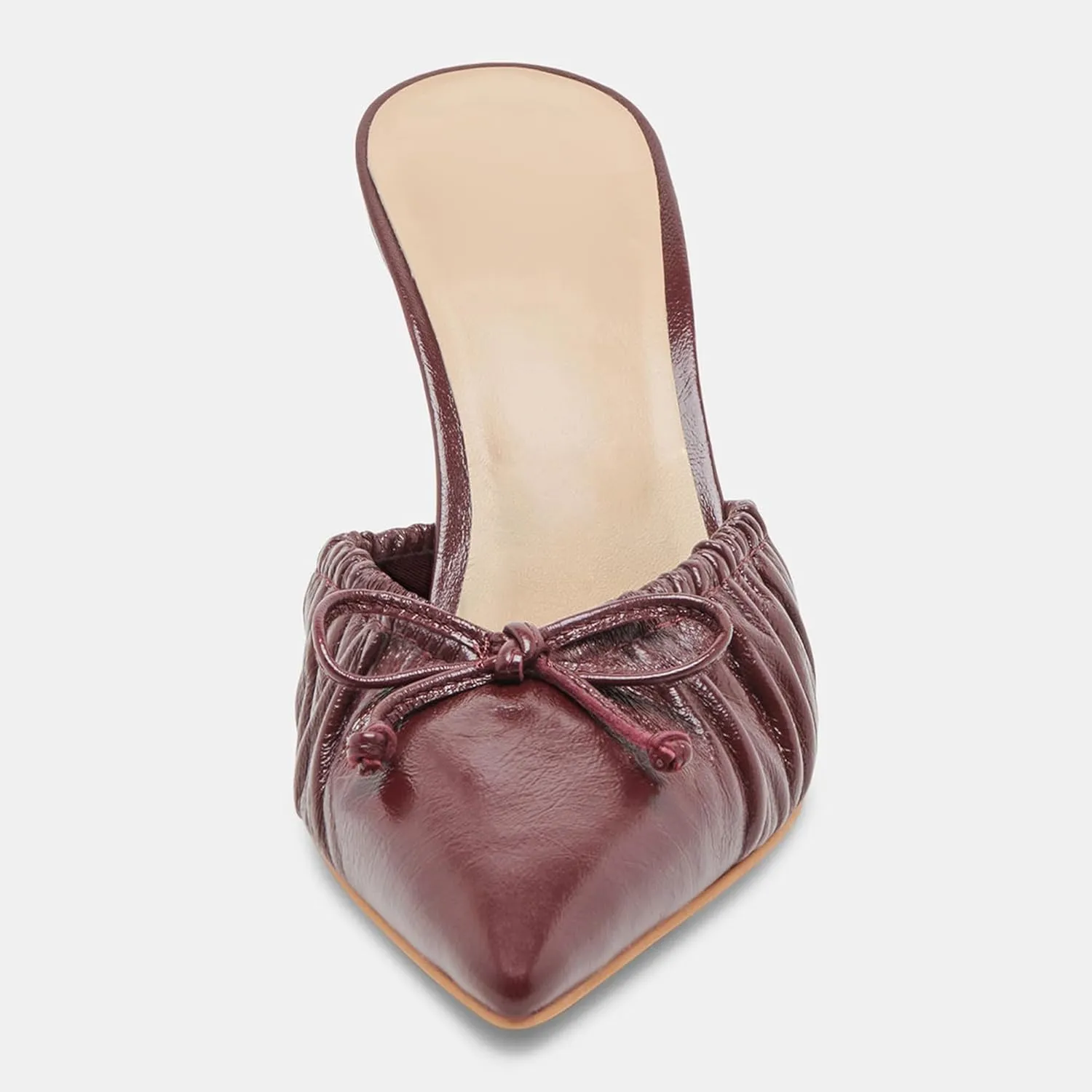 Ruched Kitten Heels for Women with Bows Comfortable Pointed Toe Mule Dressy Heels Sexy Slip on Stiletto Heels Pumps.