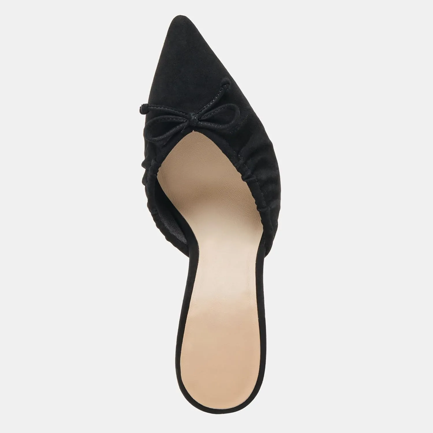 Ruched Kitten Heels for Women with Bows Comfortable Pointed Toe Mule Dressy Heels Sexy Slip on Stiletto Heels Pumps.