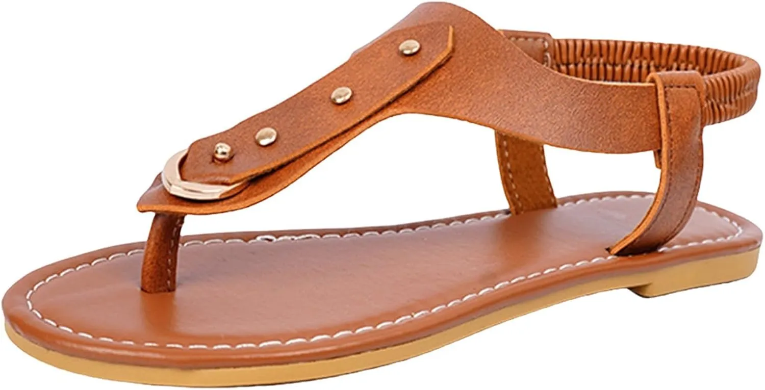 Sandals for Women 2025 Comfortable Summer Flat Sandals Gladiator Dressy Thong Flip Flops for Beach Walking Casual