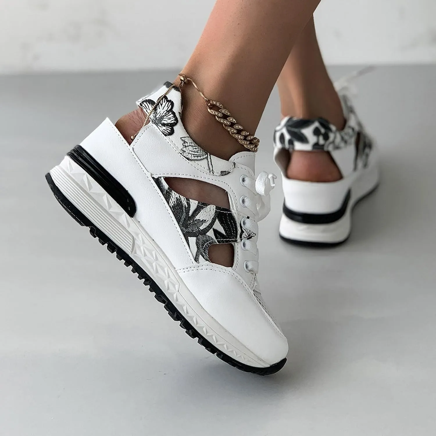 Sandals for Women 2025 Dressy Lace-Up Sneakers Hollow Out Breathable Mesh Non-Slip Summer Shoes Summer Sport Walking