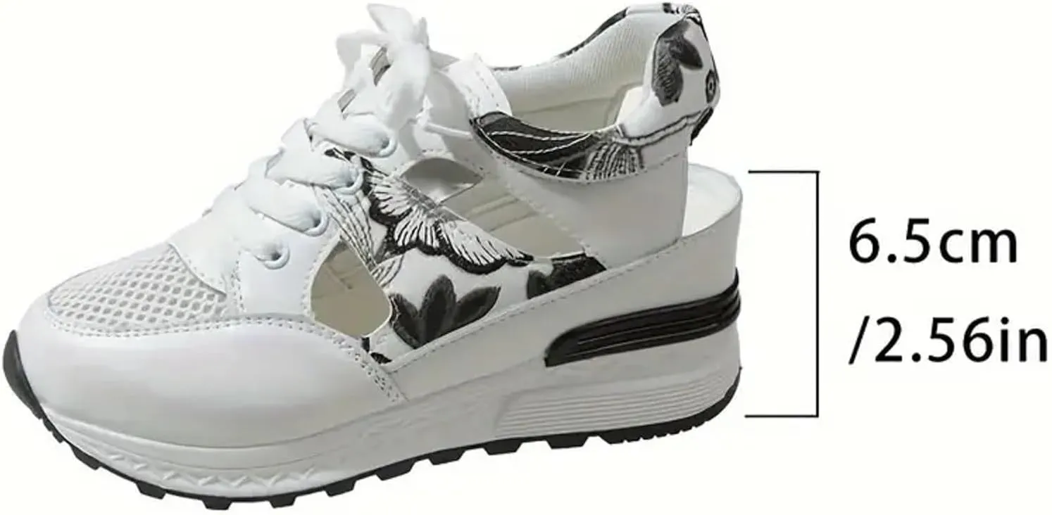 Sandals for Women 2025 Dressy Lace-Up Sneakers Hollow Out Breathable Mesh Non-Slip Summer Shoes Summer Sport Walking
