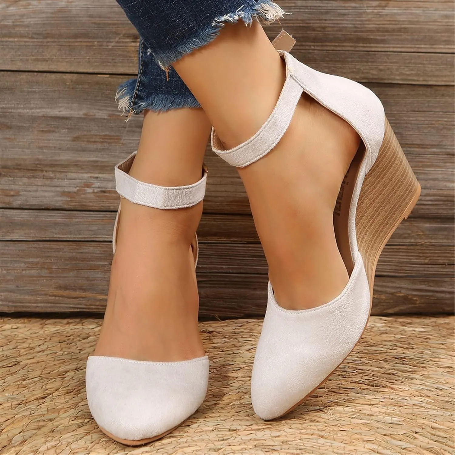 Sandals for Women Dressy Summer Closed Toe Espadrilles Wedge Sandals Ankle Strap Casual Closed Toe Sandals Platform Espadrilles Low Wedge Heel Sandals Outdoor Beach Shoes Comfortable