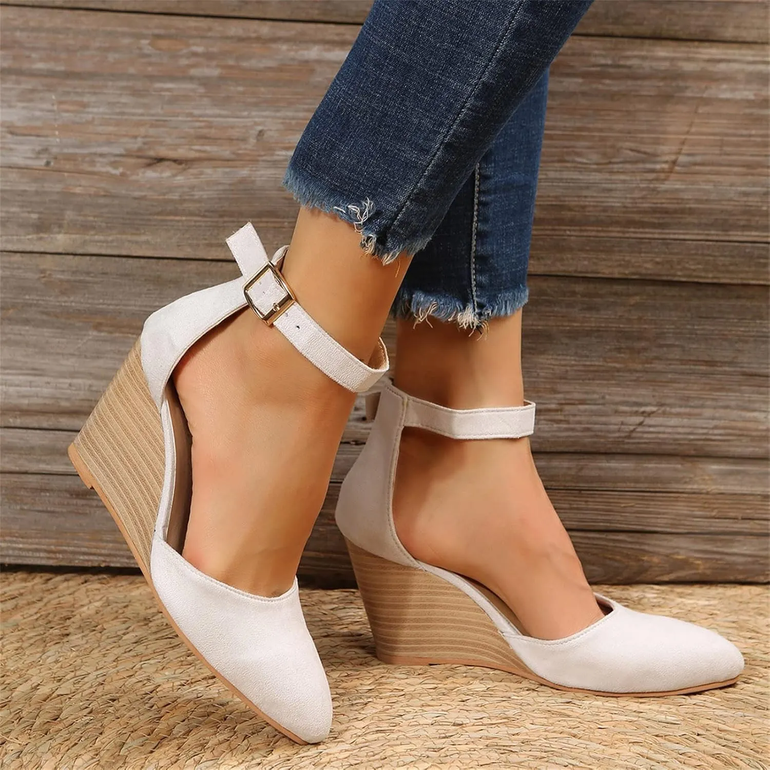 Sandals for Women Dressy Summer Closed Toe Espadrilles Wedge Sandals Ankle Strap Casual Closed Toe Sandals Platform Espadrilles Low Wedge Heel Sandals Outdoor Beach Shoes Comfortable