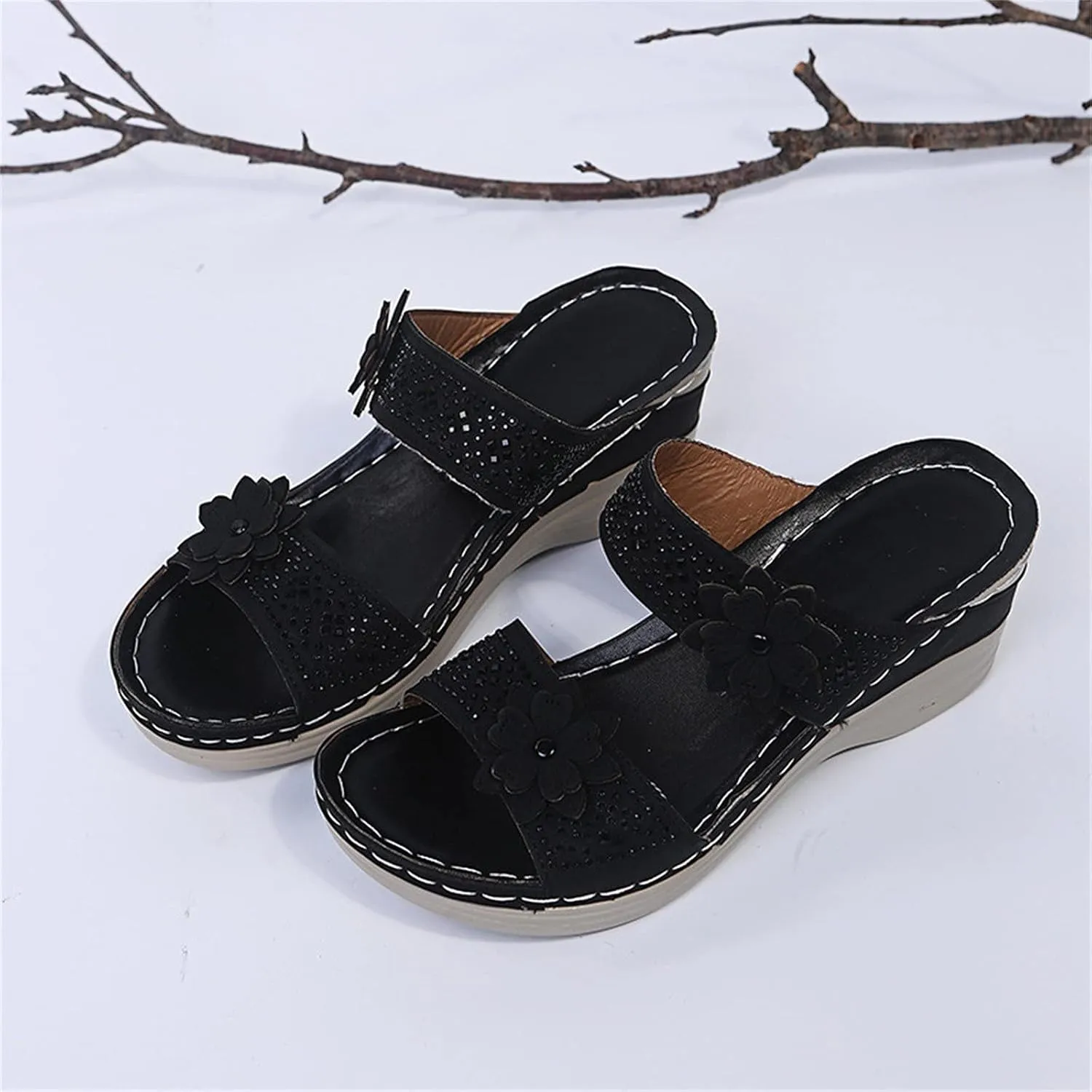 Sandals for Women Dressy, Summer Sandals for Women Strappy Platform Sandals Close Toe Wedge Shoes Comfy Sandals