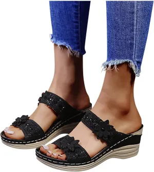 Sandals for Women Dressy, Summer Sandals for Women Strappy Platform Sandals Close Toe Wedge Shoes Comfy Sandals