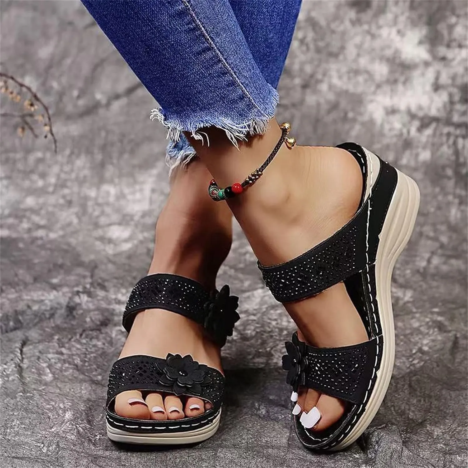 Sandals for Women Dressy, Summer Sandals for Women Strappy Platform Sandals Close Toe Wedge Shoes Comfy Sandals