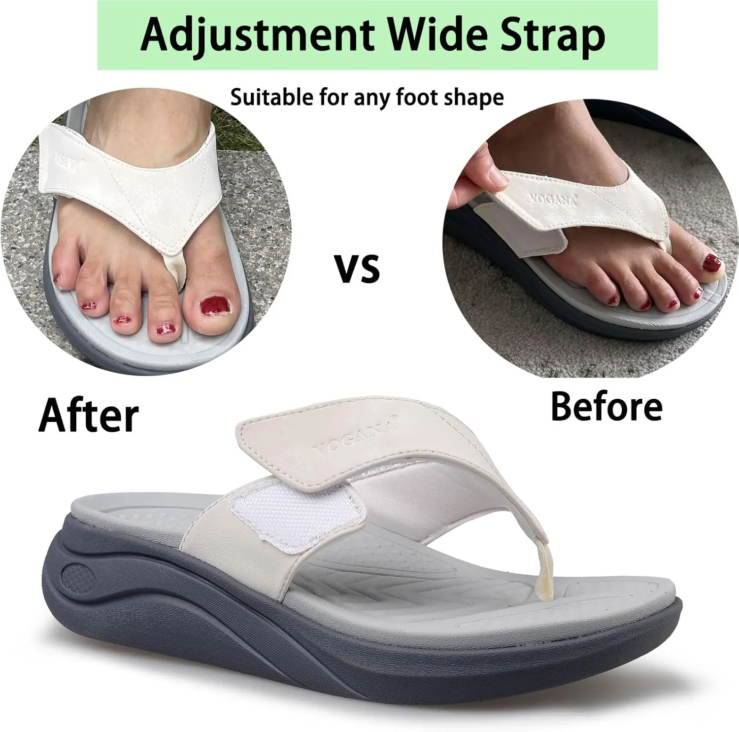Sandals for Women with Adjustable Width Arch Support Orthotic for Swollen Feet | Foot Pain Relief