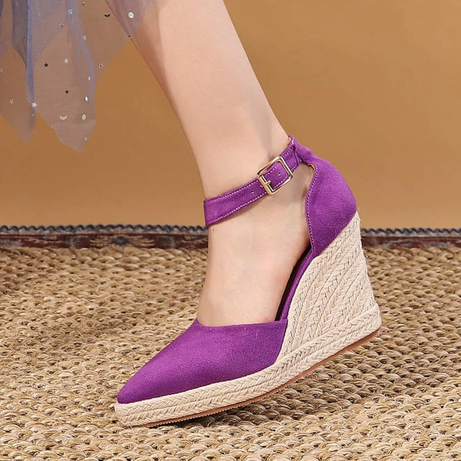 Sandals Women Wedge Low Heel Pointed Toe Espadrilles Fisherman Shoes Women's Wedges New Summer 2022 Flax Women's Sandals