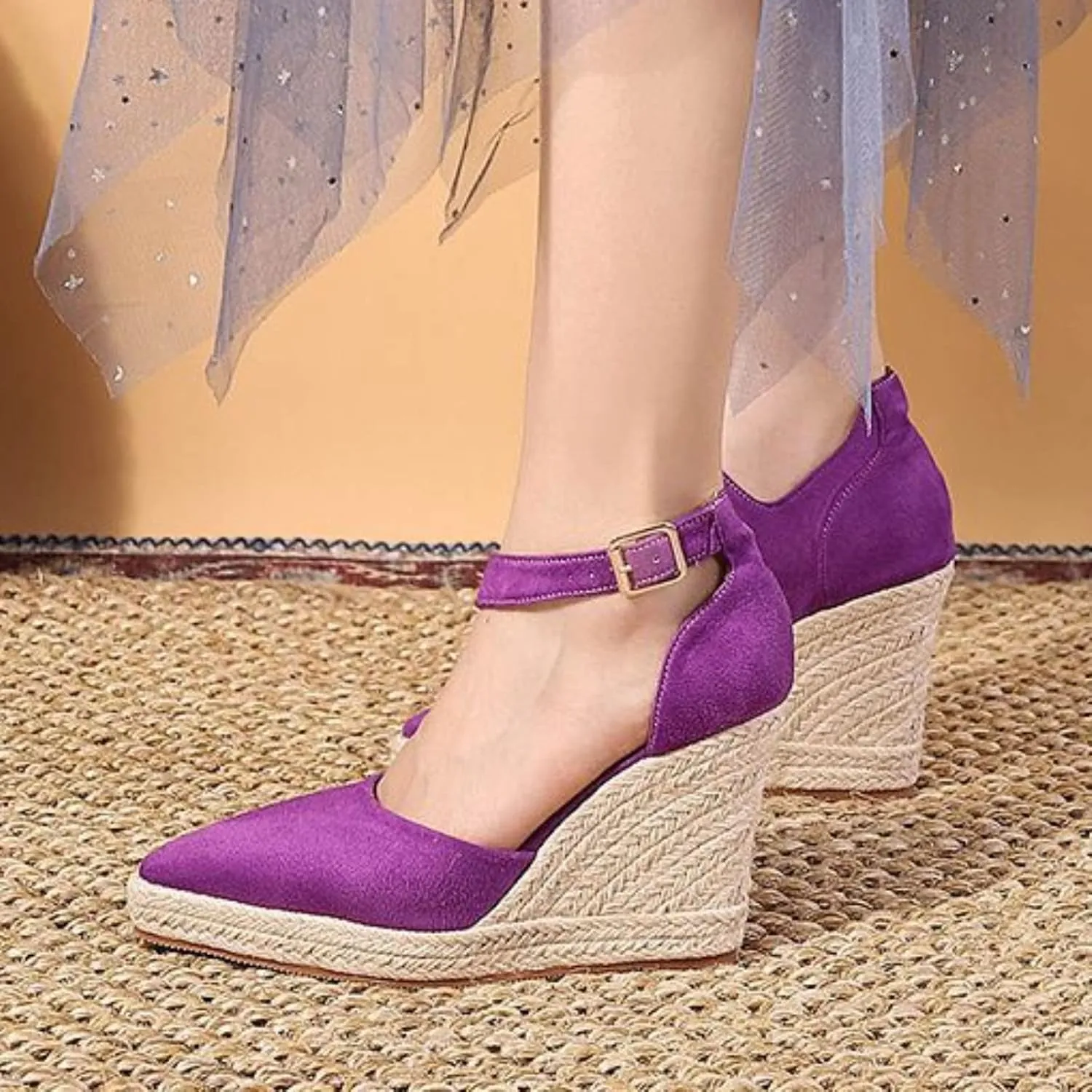 Sandals Women Wedge Low Heel Pointed Toe Espadrilles Fisherman Shoes Women's Wedges New Summer 2022 Flax Women's Sandals