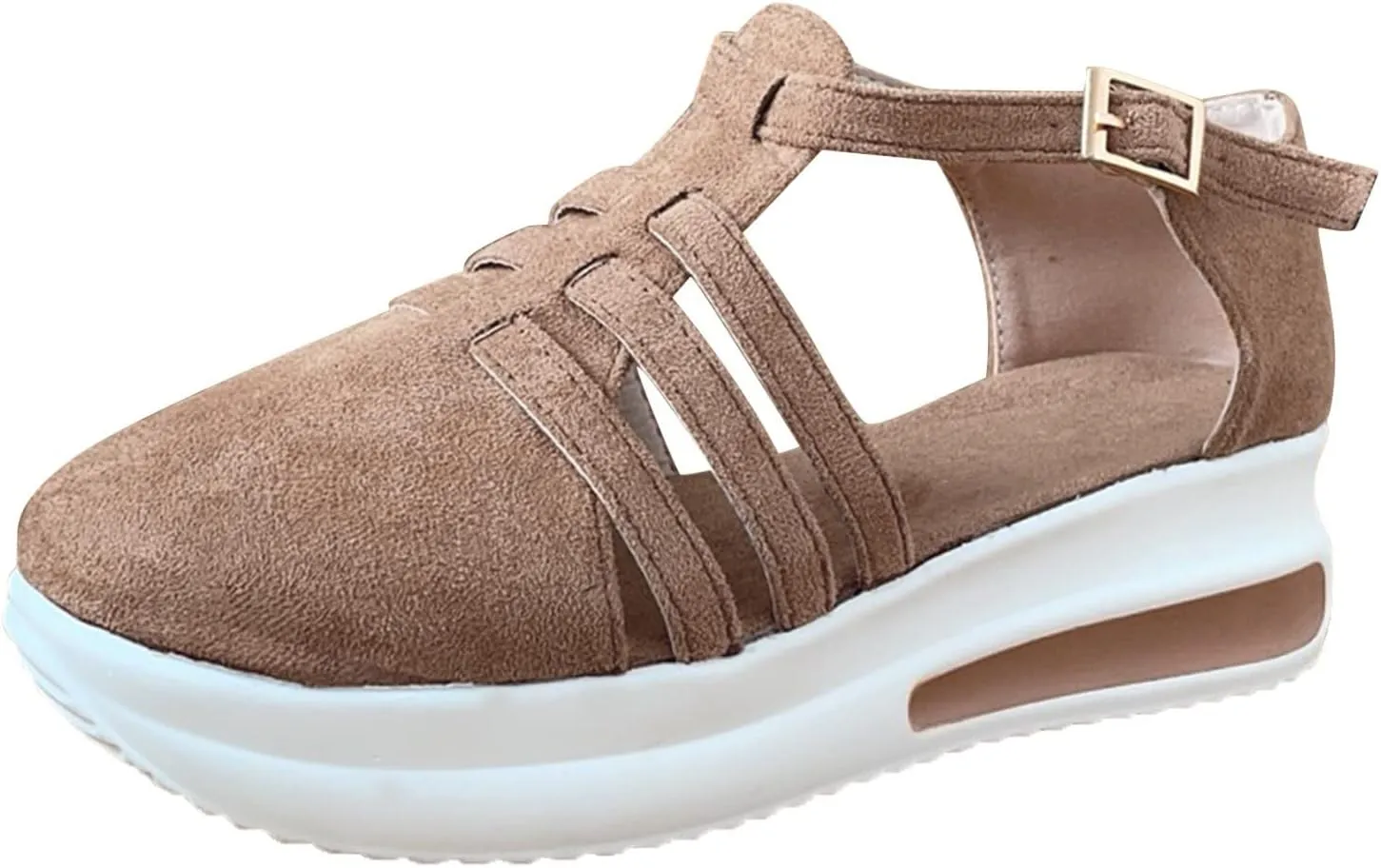 Sandals Women Wedges Platform, Summer 2023 Women's Beach Casual Sandals Espadrilles Sandals Ankle Strap Buckle Closed Toe Wedge Sandal Flip Flops Outdoor Sandals (B/Beige, 8)