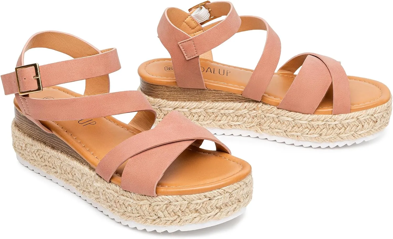 SANDALUP Platform Sandals Women Buckle Open Toe Ankle Strap Women's Platform Wedge synthetic Sandals Espadrilles Shoes