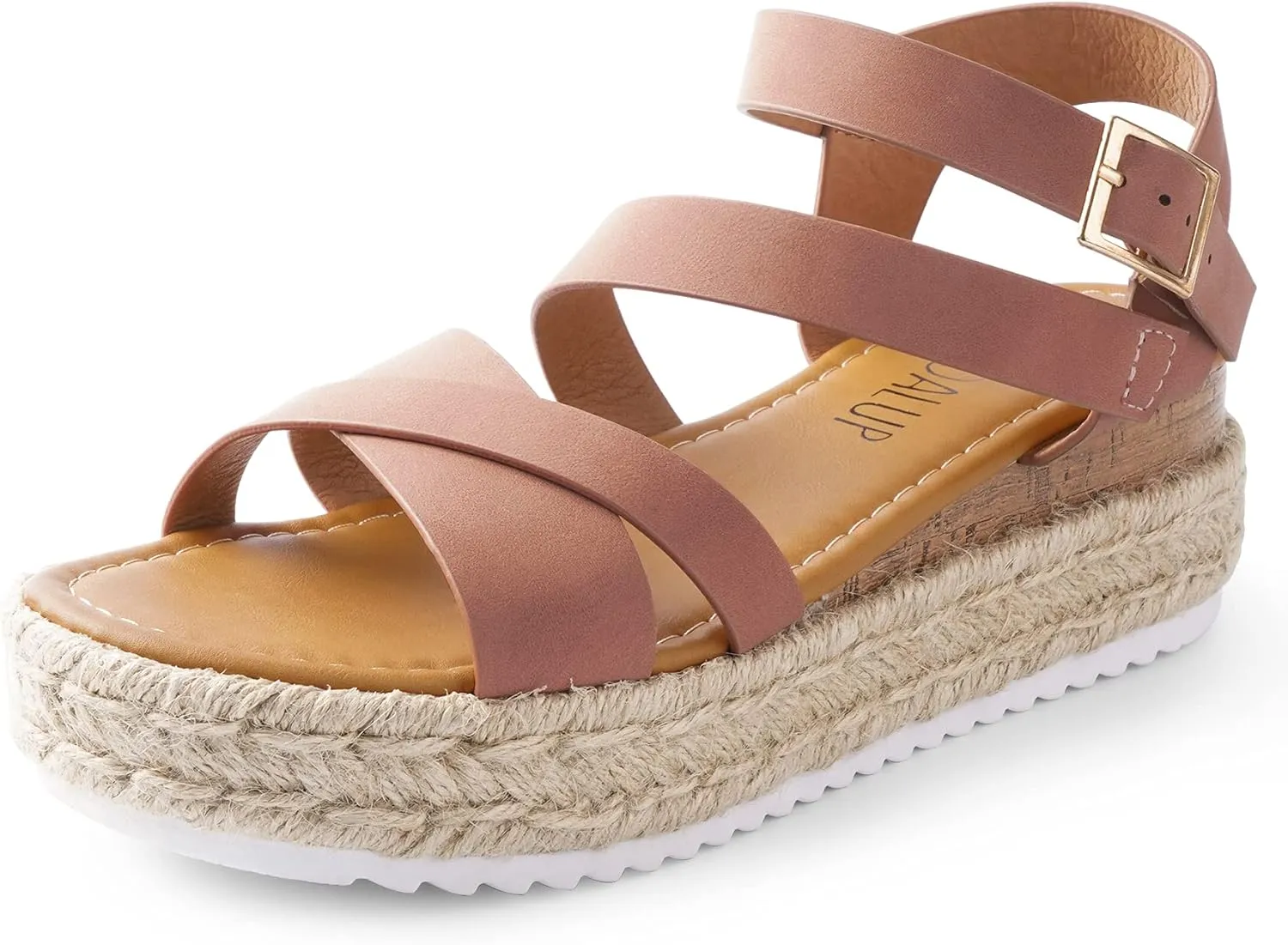 SANDALUP Platform Sandals Women Buckle Open Toe Ankle Strap Women's Platform Wedge synthetic Sandals Espadrilles Shoes