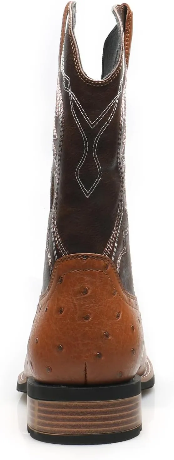 Santimon Men's Cowboy Boots, Two-Toned Square Toe Western Mid-Calf Dress Tuxedo Party Boots for Men
