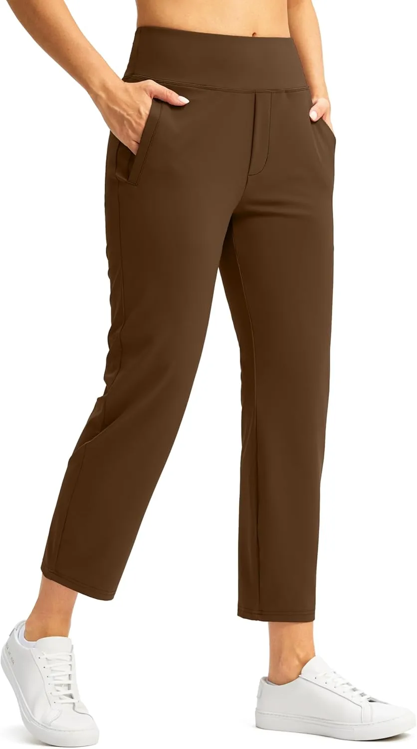 SANTINY Women's Pants with 3 Pockets 7/8 High Waisted Stretch Ankle Pants for Women Golf Casual Travel Athletic Work
