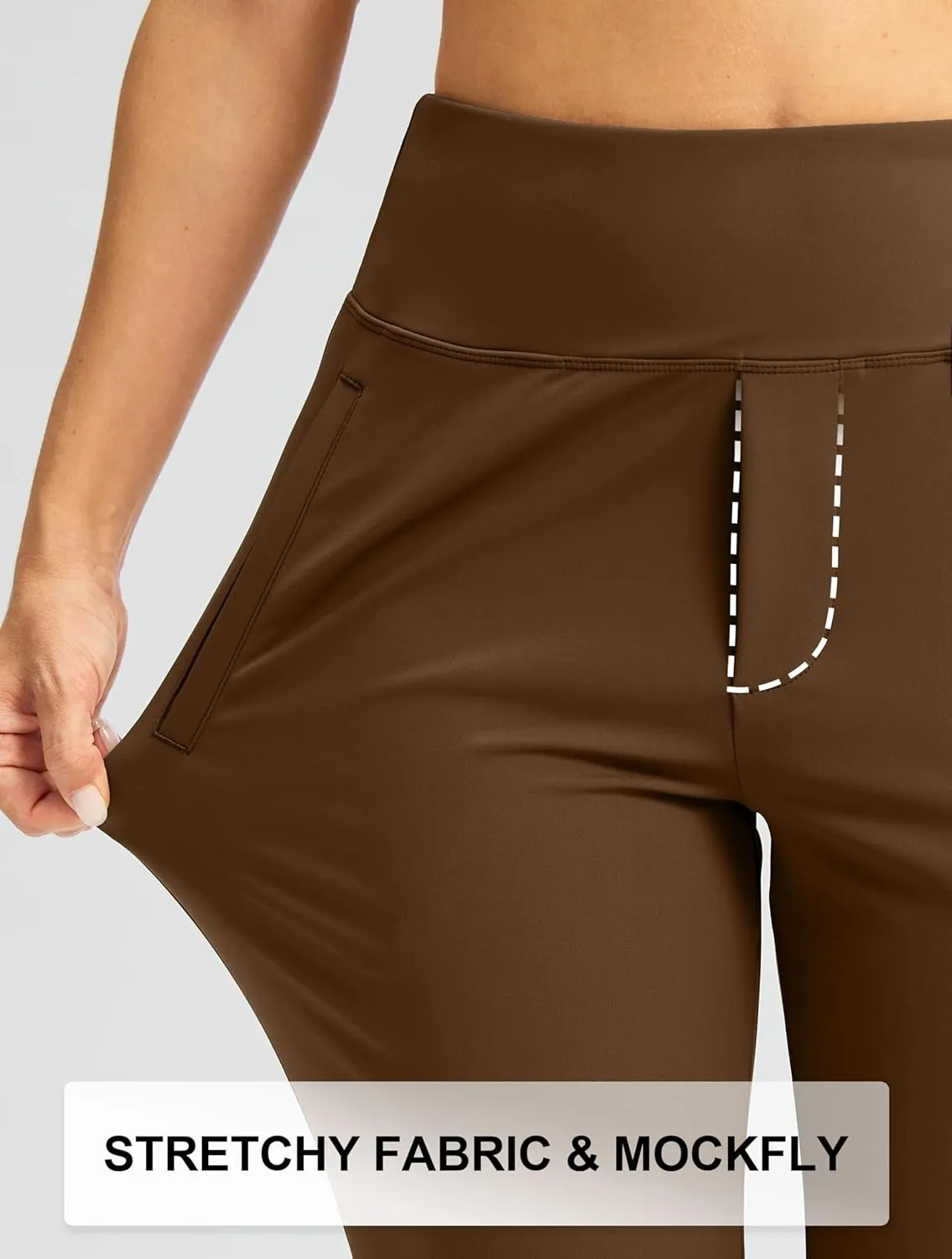 SANTINY Women's Pants with 3 Pockets 7/8 High Waisted Stretch Ankle Pants for Women Golf Casual Travel Athletic Work