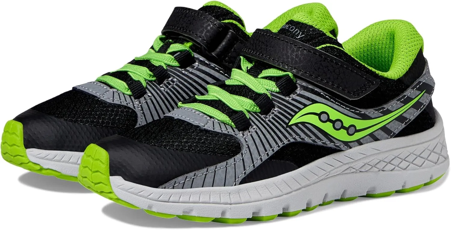 Saucony Velocer A/C Sneaker(Little Kid/Big Kid) Black/Green 4 Big Kid M