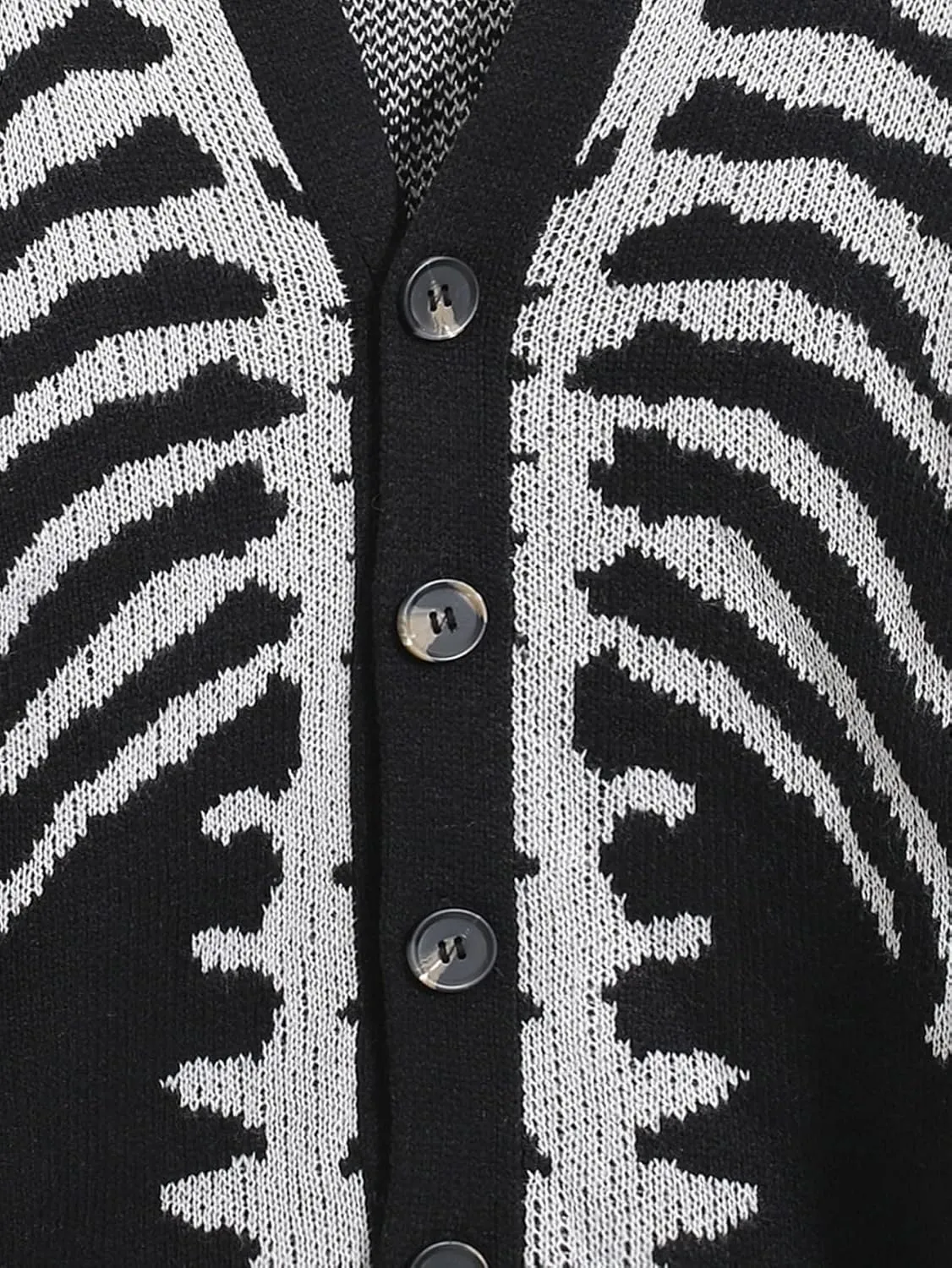 SHENHE Men's Skeleton Pattern Cardigan Sweaters Long Sleeve Unisex Outwear Knitted Coats