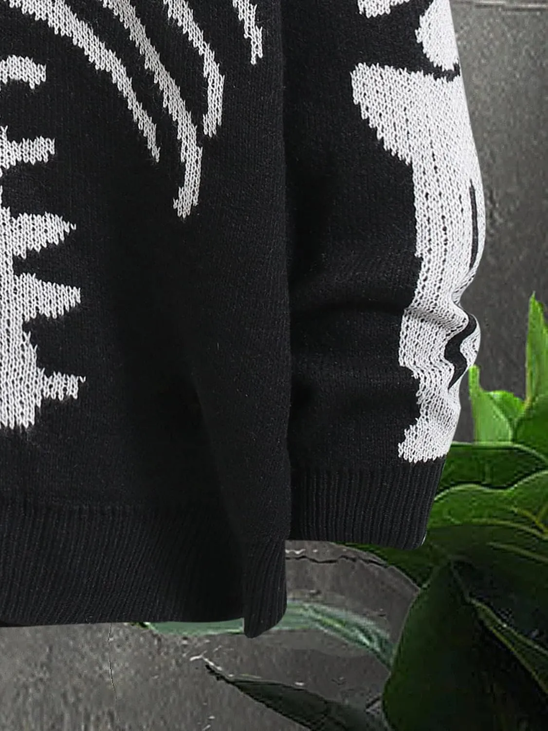SHENHE Men's Skeleton Pattern Cardigan Sweaters Long Sleeve Unisex Outwear Knitted Coats