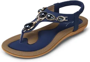 SHIBEVER Flat Sandals for Women Dressy: Summer Comfortable Dress Thong Flats Sandal