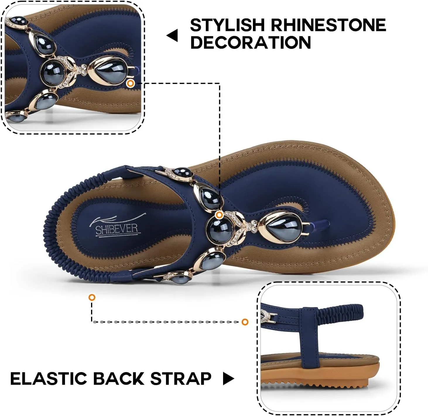 SHIBEVER Flat Sandals for Women Dressy: Summer Comfortable Dress Thong Flats Sandal