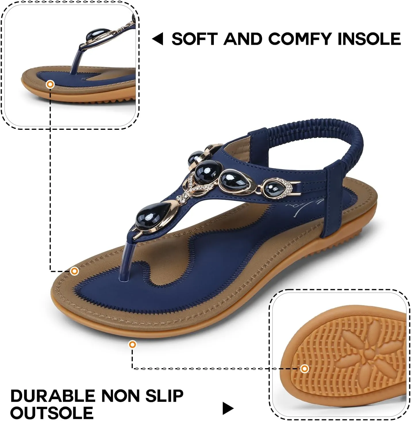 SHIBEVER Flat Sandals for Women Dressy: Summer Comfortable Dress Thong Flats Sandal
