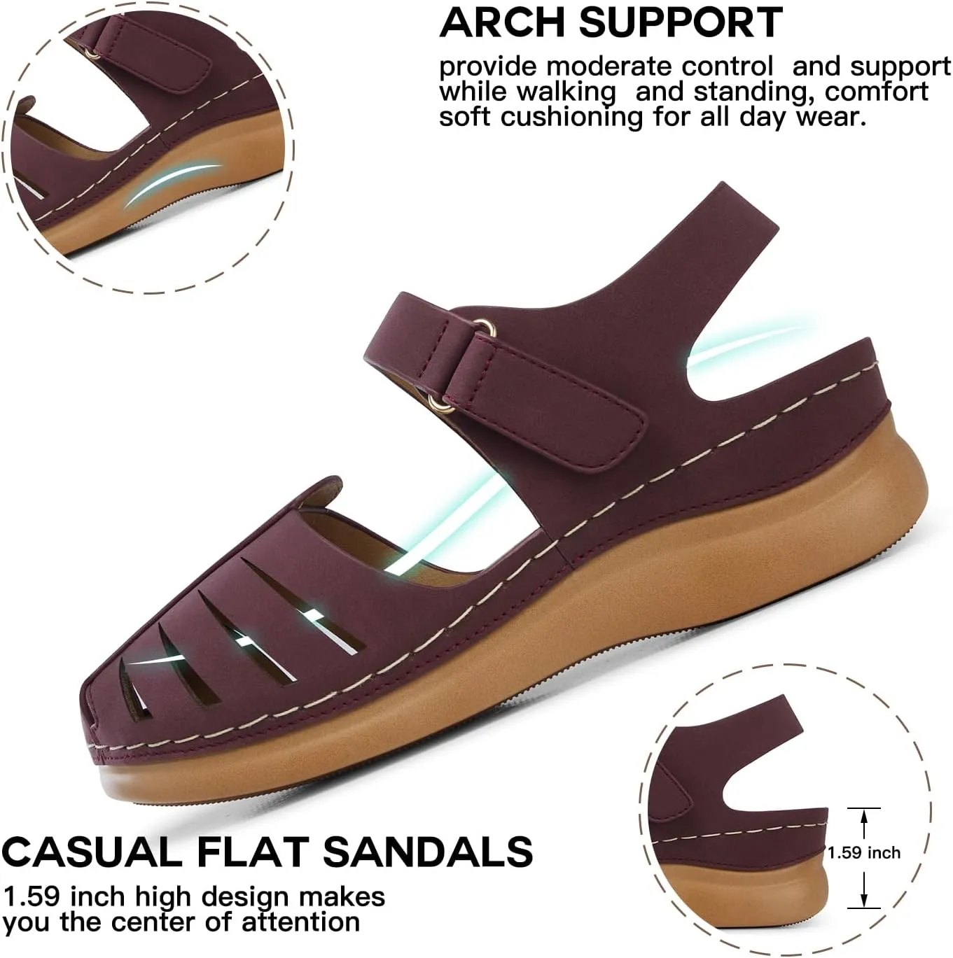 SHIBEVER Women Comfortable Flat Sandals: Dressy Summer Sandal - Closed Toe Fisherman Sandals