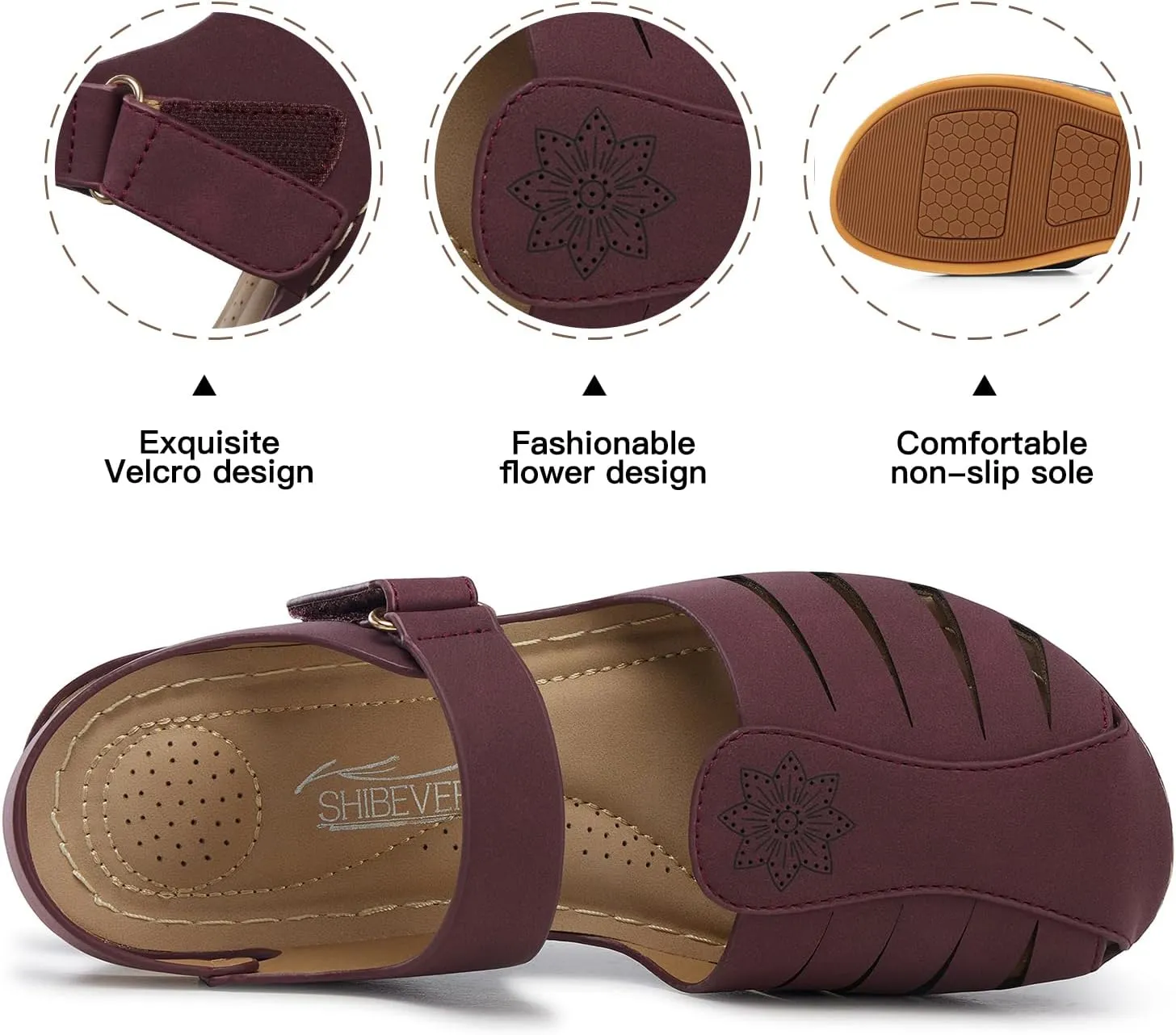 SHIBEVER Women Comfortable Flat Sandals: Dressy Summer Sandal - Closed Toe Fisherman Sandals