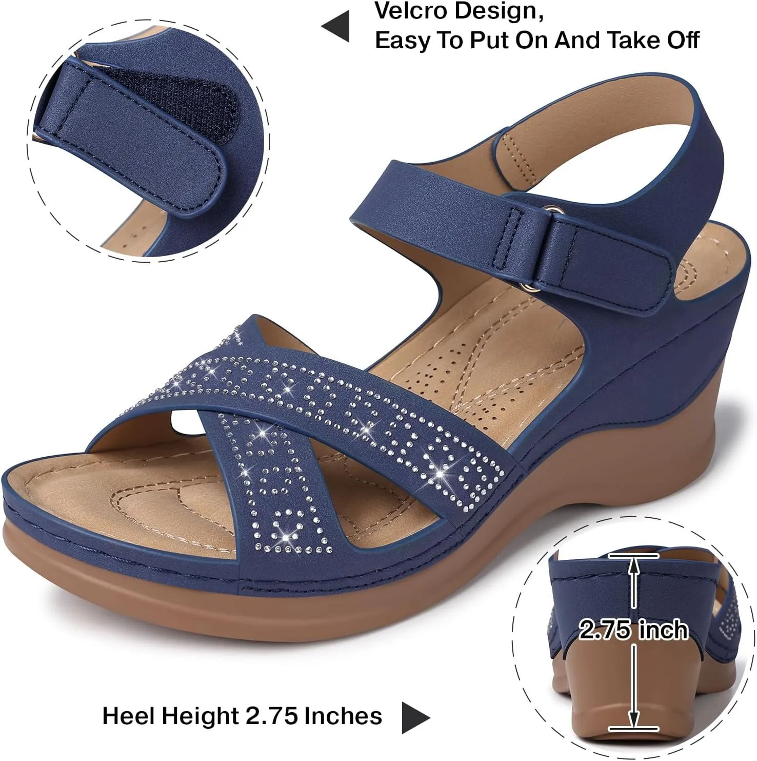 SHIBEVER Women's Wedge Sandals Platform: Comfortable Dressy Arch Support - Summer Open Toe Women Sandals