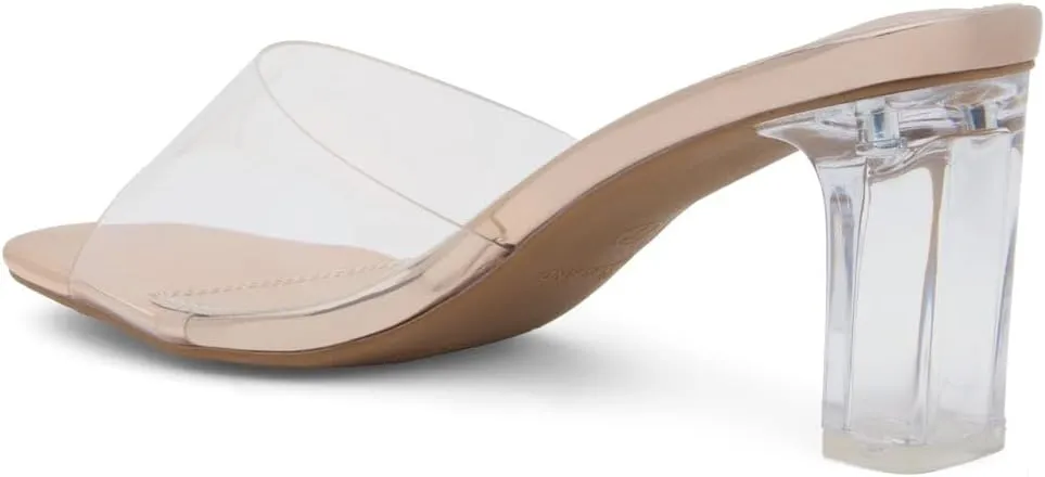 Shoe Land Clear Heels for Women – 3 Inch Chunky Heeled Mules, Transparent Slip-On Square Toe Slides | Dressy Clear Sandals for Wedding, Party & Casual Wear