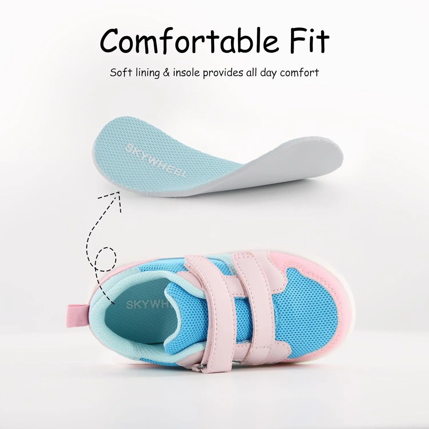 SKYWHEEL Toddler Boys Girls Tennis Shoes Kids Slip On Barefoot Shoes Wide Casual Walking Running Sneakers for Little Kids