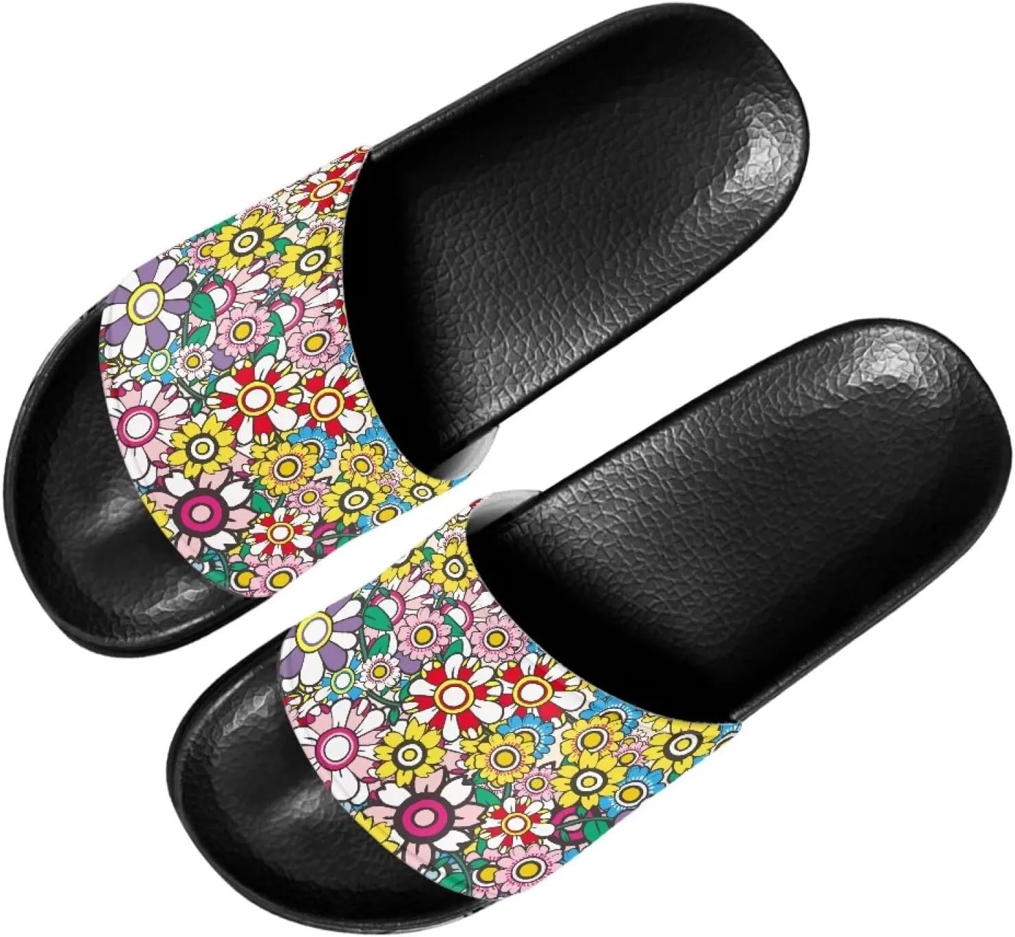 Slide Sandals, Beach Flats for Women, Comfotable Open Toe Non Slip Summer Shoes for Gym, Pool, Camping, Beach