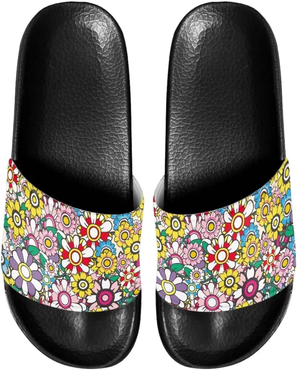 Slide Sandals, Beach Flats for Women, Comfotable Open Toe Non Slip Summer Shoes for Gym, Pool, Camping, Beach
