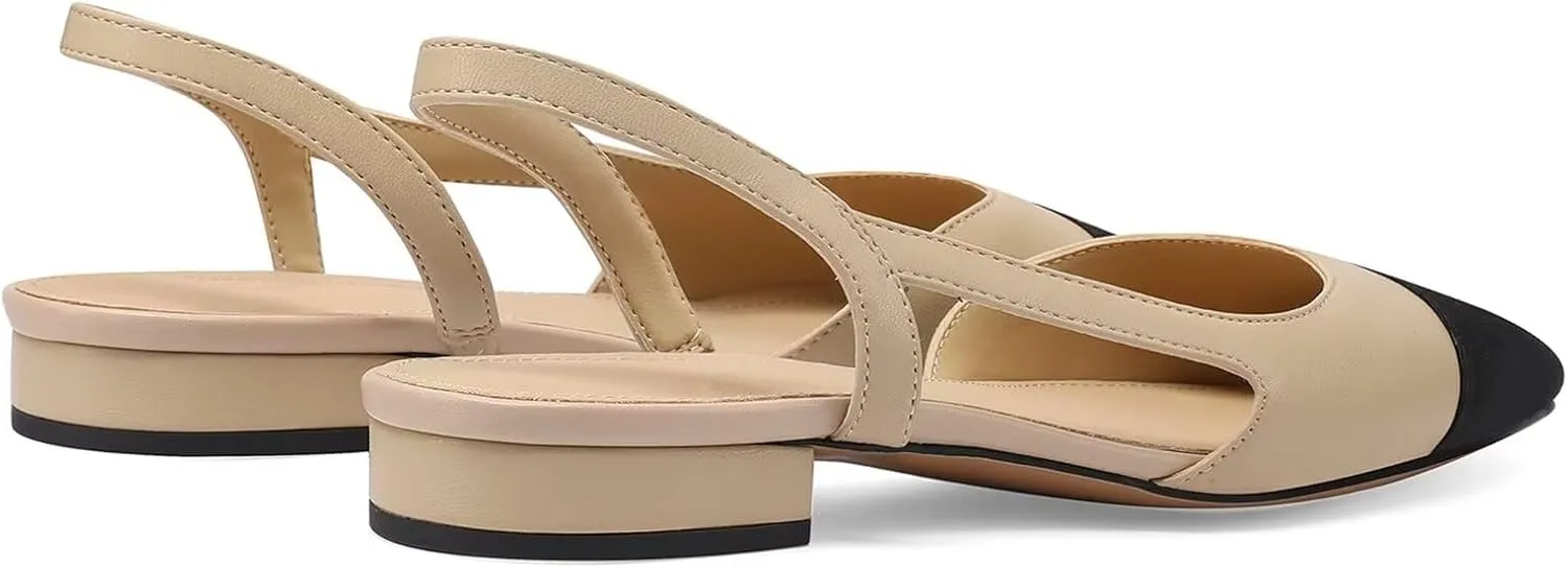 Slingback Flats for Women Closed Toe Office Work Shoes Comfortable Sandals Soft Breathable Casual Sandals Dressy Flat Sandal for Wedding Pumps Formal Summer Shoes