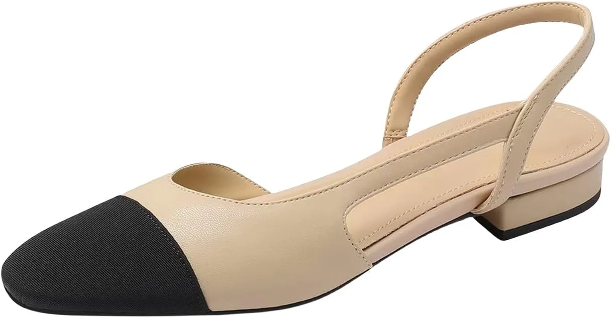 Slingback Flats for Women Closed Toe Office Work Shoes Comfortable Sandals Soft Breathable Casual Sandals Dressy Flat Sandal for Wedding Pumps Formal Summer Shoes